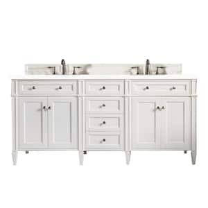 Brittany 72.0 in. W x 23.5 in. D x 34 in. H Double Bath Vanity in Bright White with White Zeus Silestone Quartz Top