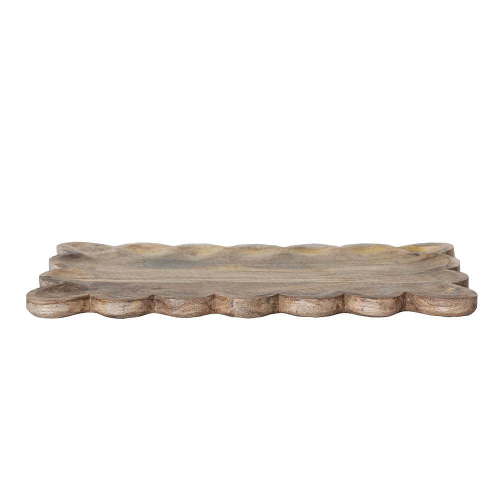 Natural Mango Wood Scalloped Edge Serving Tray