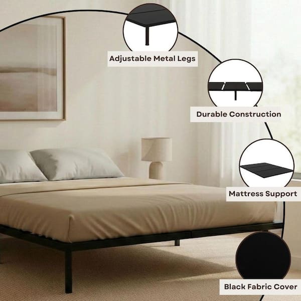 PRIMO INTERNATIONAL ZenBase Black Upholstered Frame Queen Platform