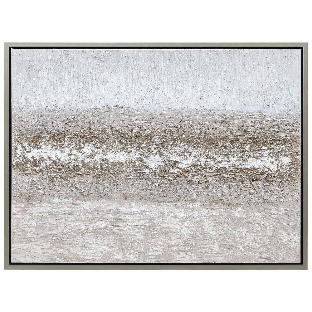 Sandpath Textured Metallic Hand Painted Abstract Canvas Art with Champagne Frame