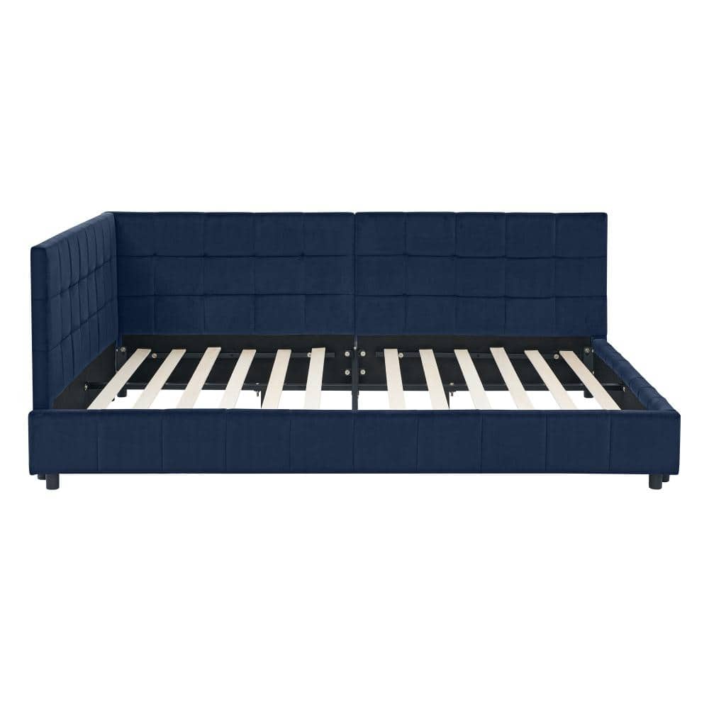 Dark Blue Full Daybed with Velvet Upholstered Tufted Frame, Backrest & Armrests durable construction price history on PriceWatchPro