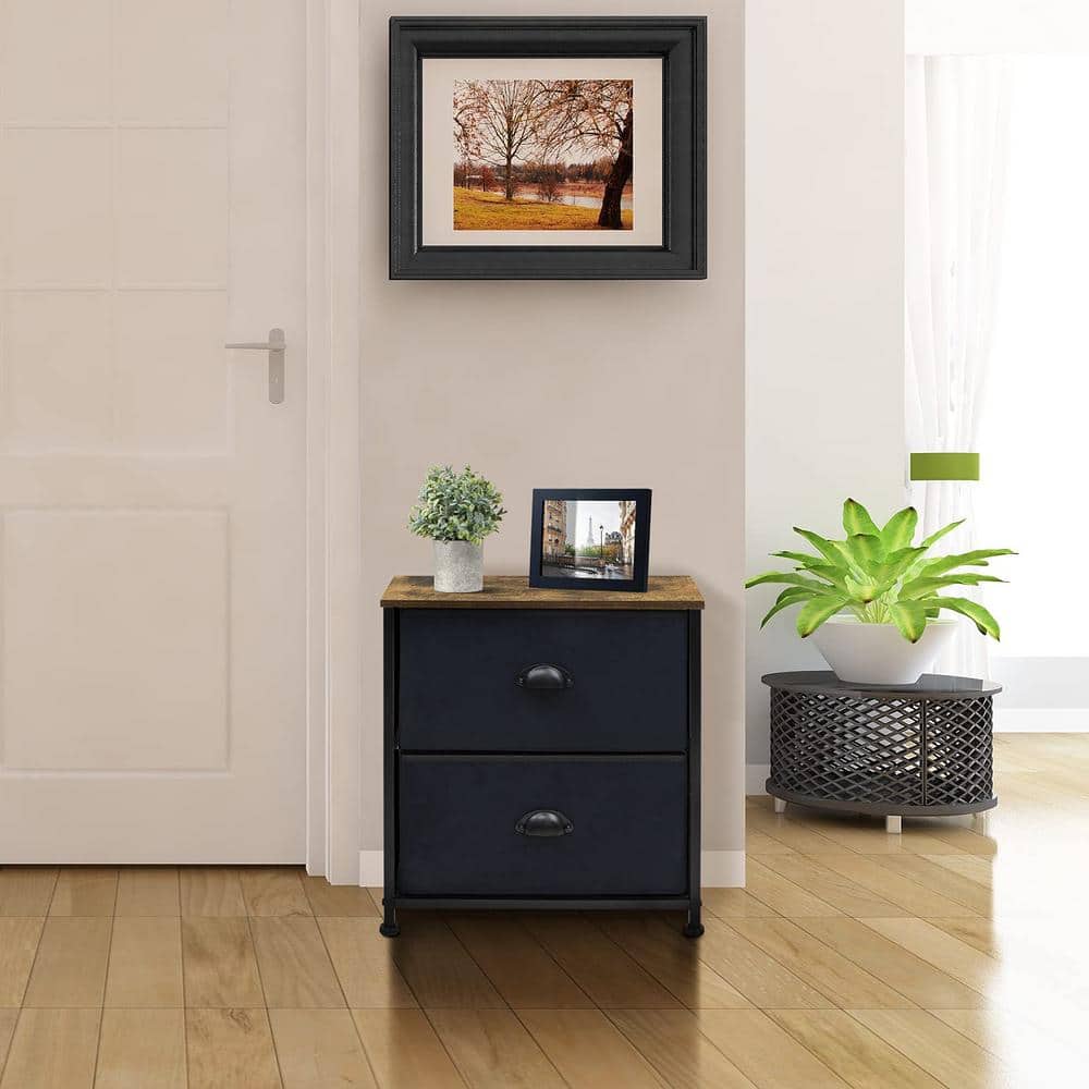 Industrial Black Vertical Nursery Nightstand with Extra Deep Drawer