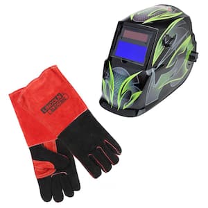 Galaxis Auto-Darkening Variable Shade 9-13 Welding Helmet Kit with Premium Welding Gloves