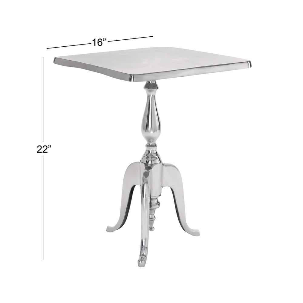 Silver Aluminum Square Accent Table 17" x 17"