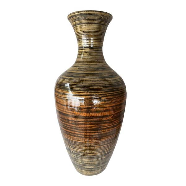 25 in. Gold Bamboo Amphora Decorative Vase