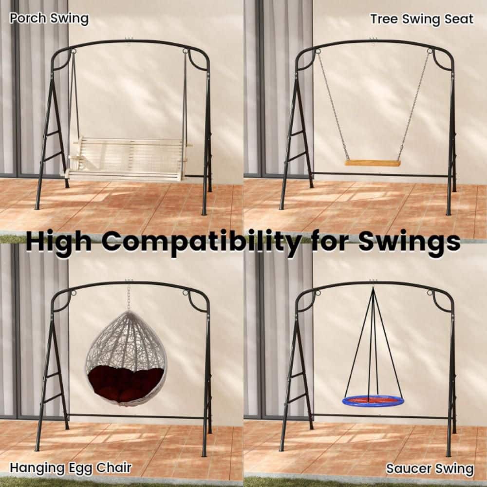 Black Heavy-Duty Metal Swing Stand with Reinforced Crossbars