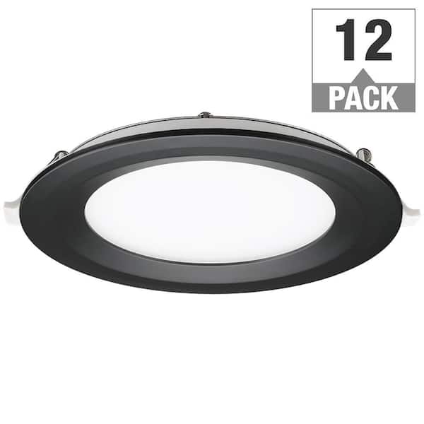 Commercial Electric 6 in. Canless Integrated LED Recessed Light Black Trim Kit 900 Lumens Adjustable CCT Kitchen Bathroom Remodel (12-Pack)