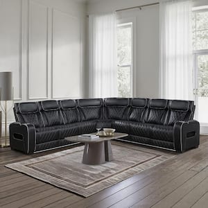 Lazzara Austin 118 in. Straight Arm 3-piece Faux Leather Reclining