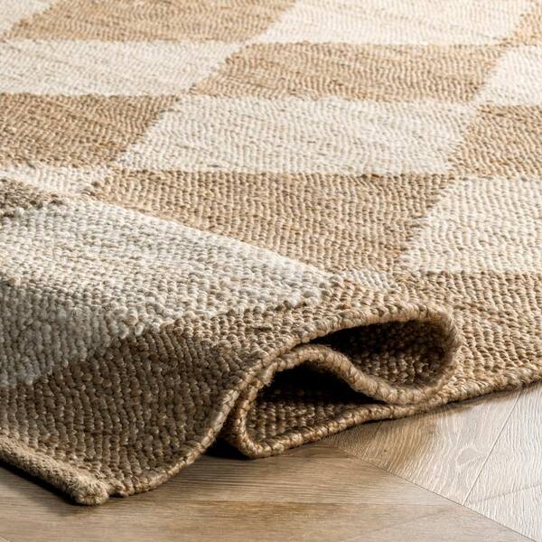 RUGS USA Louie Diamond Checkerboard Jute Natural 6 ft. x 9 ft