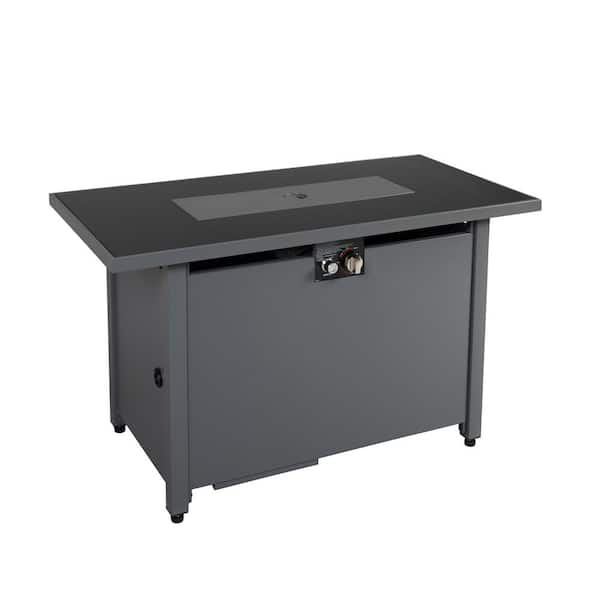 Mondawe 50,000 BTU 42 in. Steel Rectangle Outdoor Propane Gas Fire Pit Table in Gray with Lid