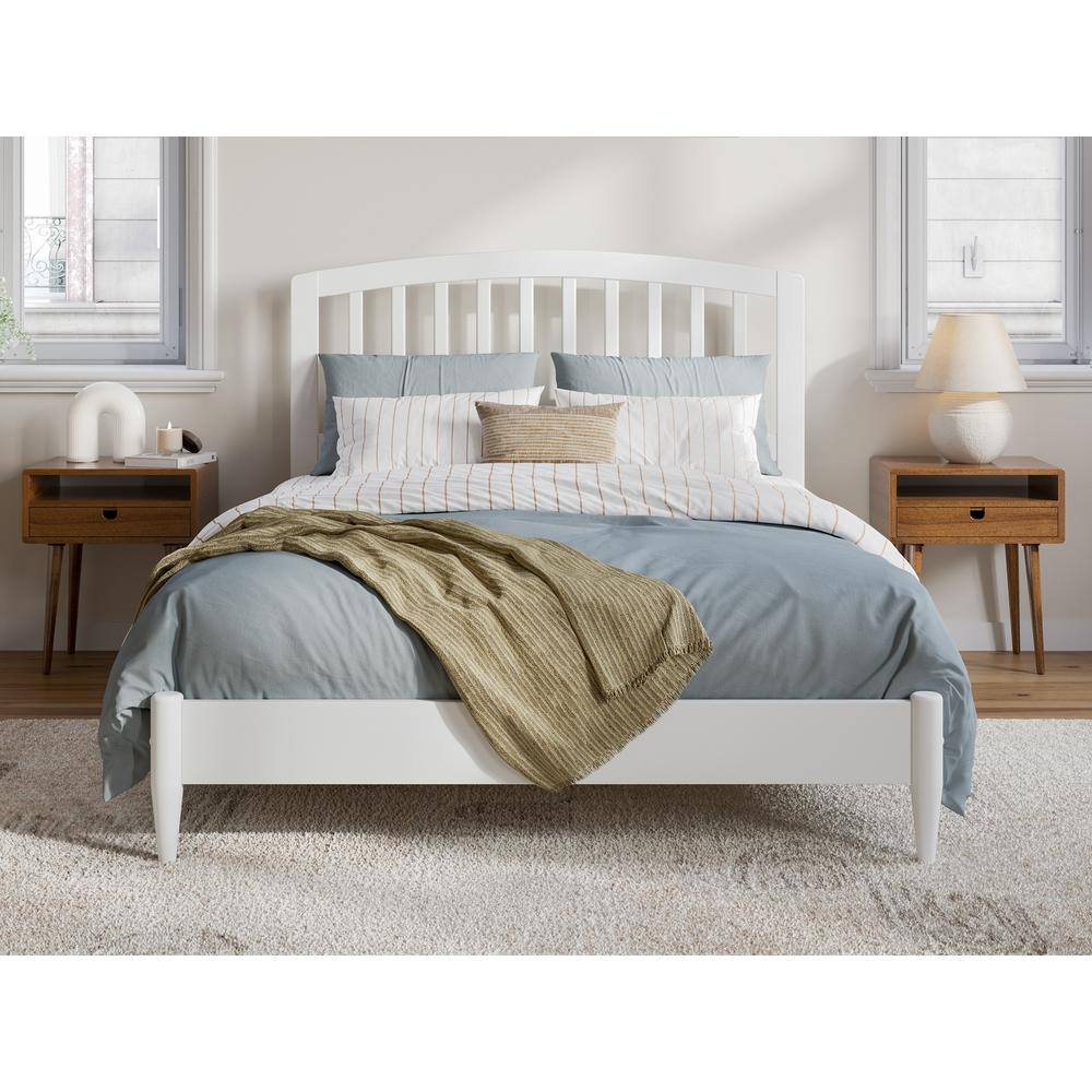 Quincy Full White Solid Wood Low Profile Platform Bed