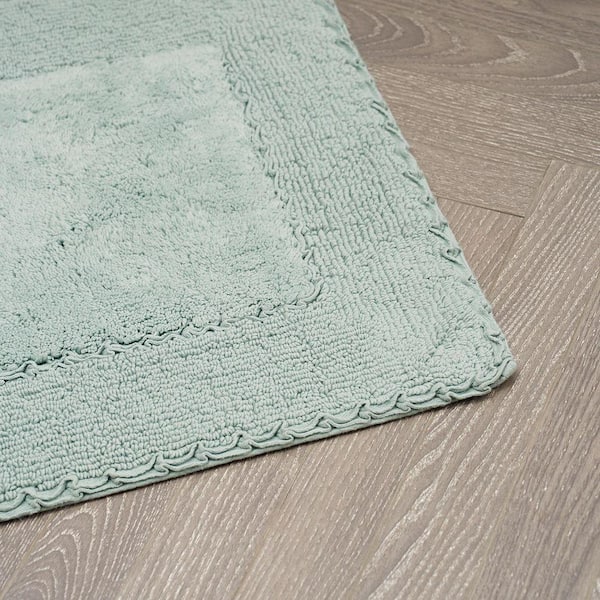Laura Ashley Ruffle Cotton Border Aqva Blue 27 in. x 45 in. Bath