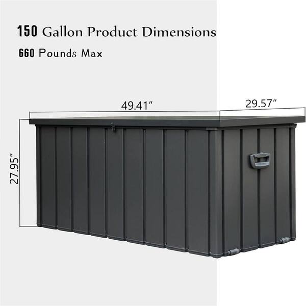 Unbranded - 150 Gal. Outdoor Gray Storage Steel Waterproof Deck Box