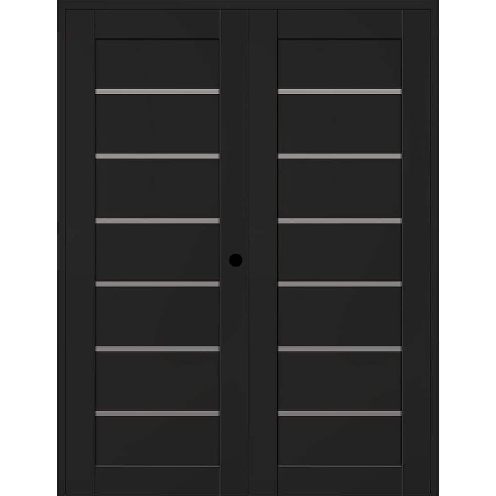 Alba N 36 in. x 84 in. Left Hand Active 7-Lite Frosted Glass Black Matte Wood Composite Double Prehung French Door price history on PriceWatchPro