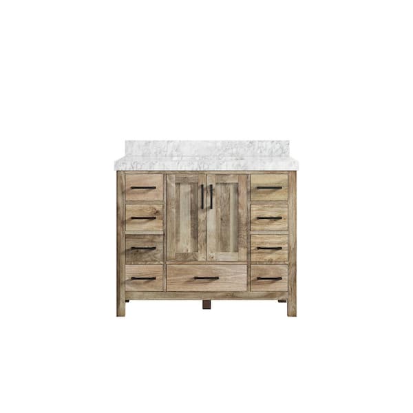 Willow Collections Malibu Mango 42 in. W x 22 in. D x 36 in. H Bath Vanity in Natural with 2 in. Carrara Marble Top