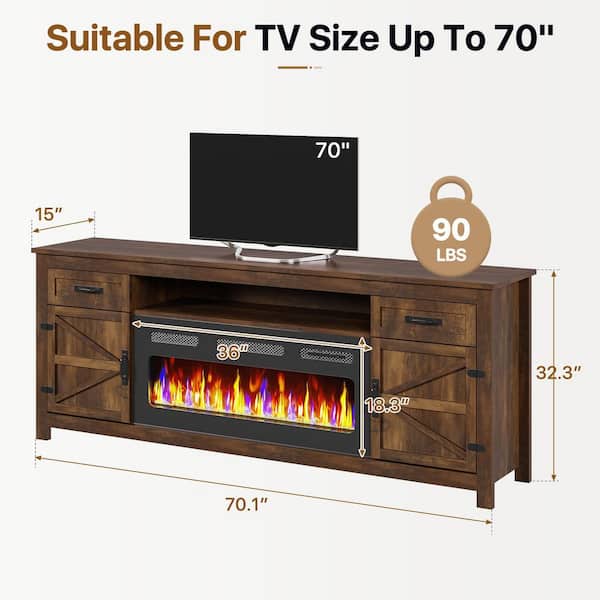 Sizzim 70 in. Freestanding Engineered Wood Electric Fireplace TV