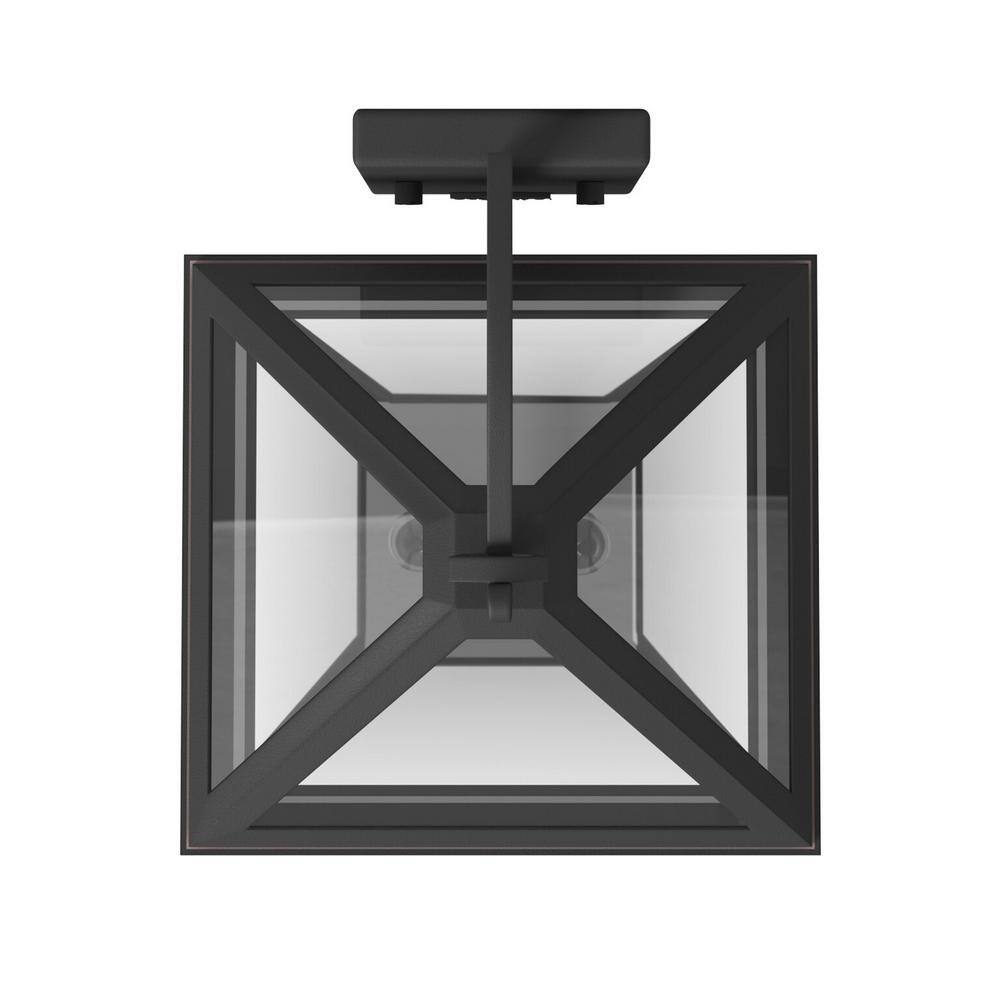 Alford Place Museum Black Clear Glass 2-Light Outdoor Wall Mount