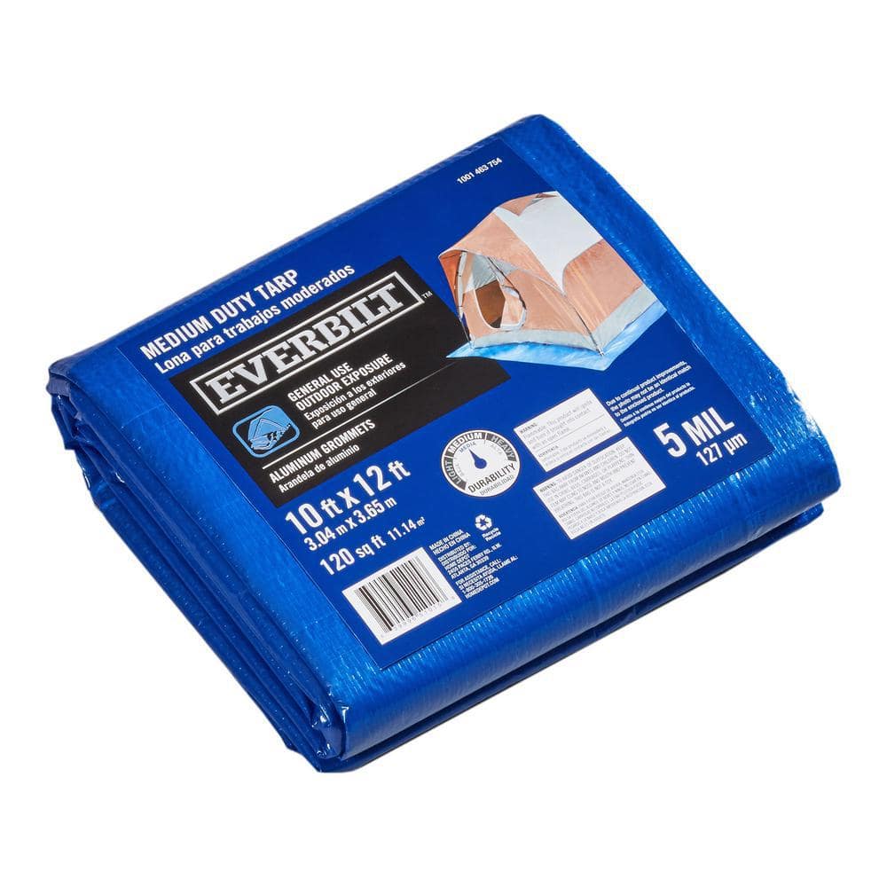 Everbilt 10 ft. x 12 ft. Blue Medium Duty General Purpose Tarp