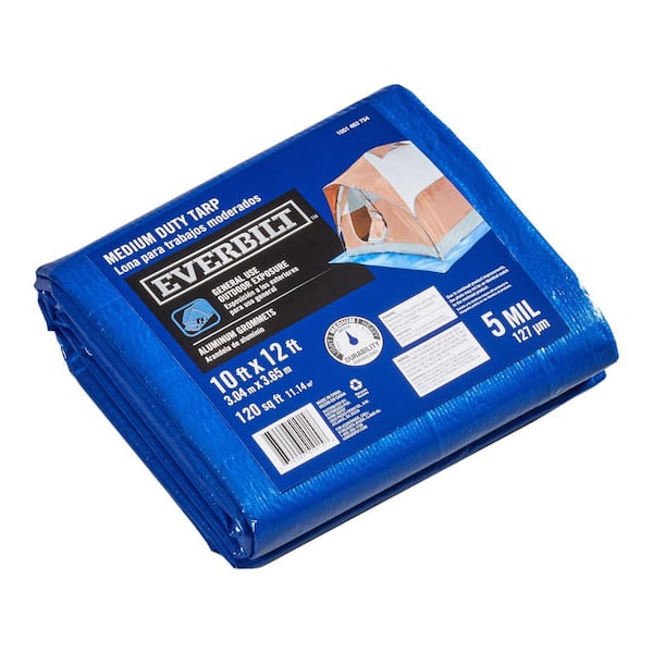 Everbilt 10 ft. x 12 ft. Blue Medium Duty General Purpose Tarp ...