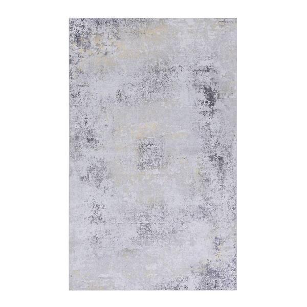 3 X 5 Gray Abstract Washable Area Rug for Bedroom, Hallway, Kitchen, Playroom