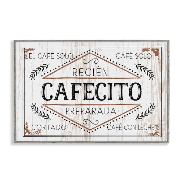 Stupell Industries Cafe Coffee Shop by Kim Allen Gray Framed Food Giclee Art Print 12 in. x 18 in.