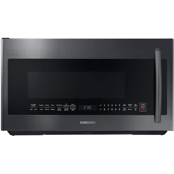 Samsung 2.1 cu. ft. Over the Range PowerGrill Microwave with Sensor Cook in Fingerprint Resistant Black Stainless