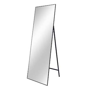 22 in. W x 65 in. H Rectangular Aluminum Framed Wall Bathroom Vanity Mirror in Black
