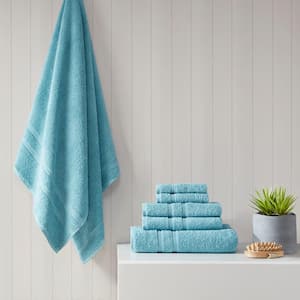 Aegean 6-Piece Aqua 100% Turkish Cotton Bath Towel Set