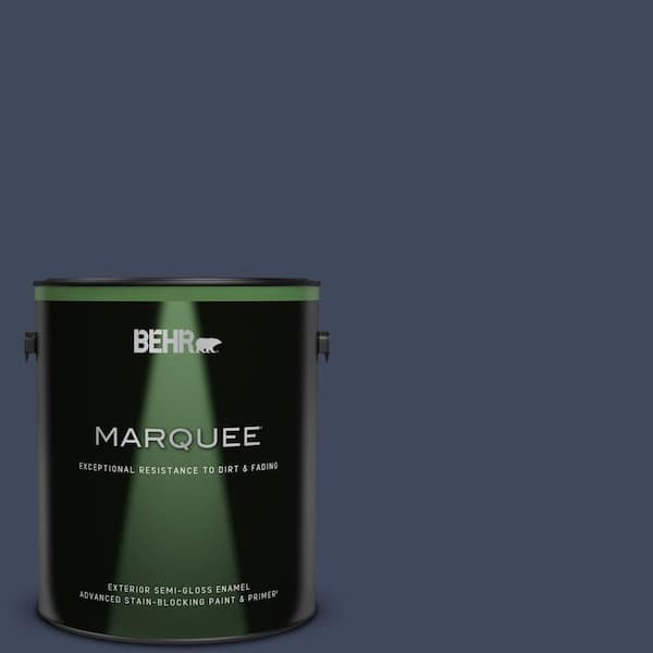 BEHR MARQUEE 1 gal. #S530-7 Dark Navy Semi-Gloss Enamel Exterior Paint & Primer