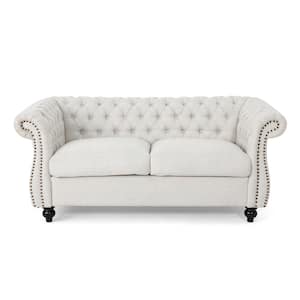 Somerville 62 in. Beige Polyester 2-Seat Loveseat with Nailhead Trim