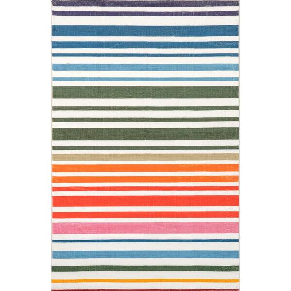 nuLOOM Effie Machine Washable Multi 4 ft. x 6 ft. Striped Area Rug HJCL04A406 The Home Depot