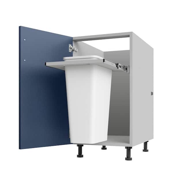 Miami Weatherboard 18 in. X 27 in. X 34.5 in Outdoor Base Cabinet Trash Can Full Height in Sapphire Blue Matte