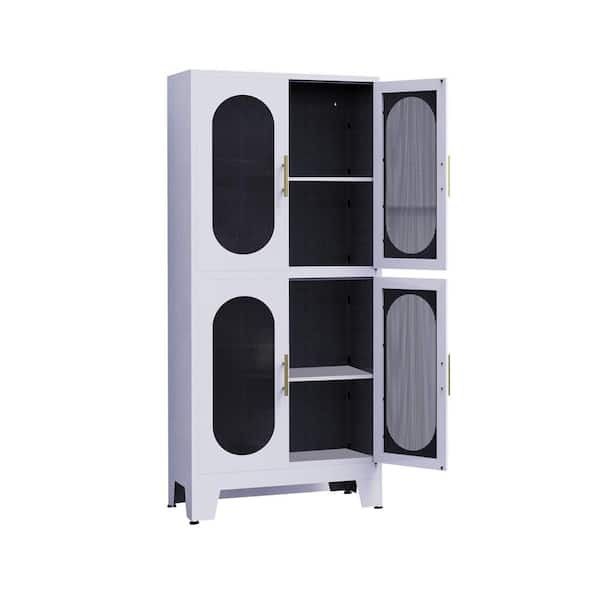 27.55 in. W x 13.78 in. D x 61.02 in. H White Metal Linen with