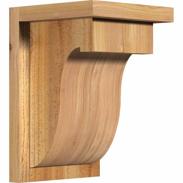 Ekena Millwork 8 in. x 8 in. x 12 in. Western Red Cedar Del Monte Rough Sawn Corbel with Backplate