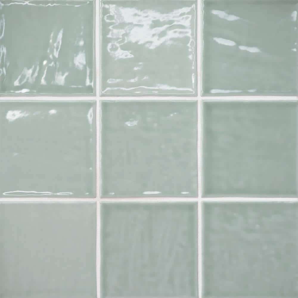 Sample-Marin 4 in. x 4 in. Glossy Ceramic Wall Tile Sample in Aloe Green price history on PriceWatchPro