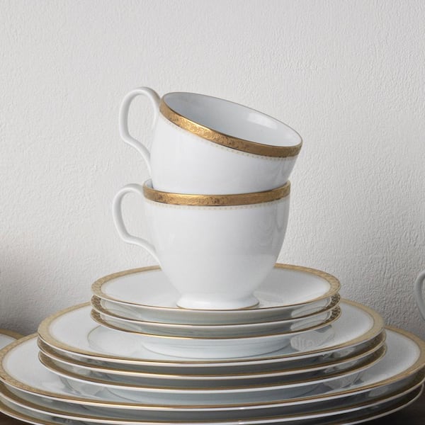 Noritake Charlotta Gold 8 fl. oz. (Gold) Porcelain Tea Cups, (Set