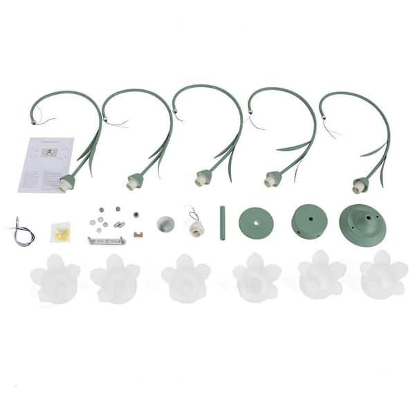 OUKANING 19.68 in. 6-Light Green Modern Semi-Flush Mount Ceiling