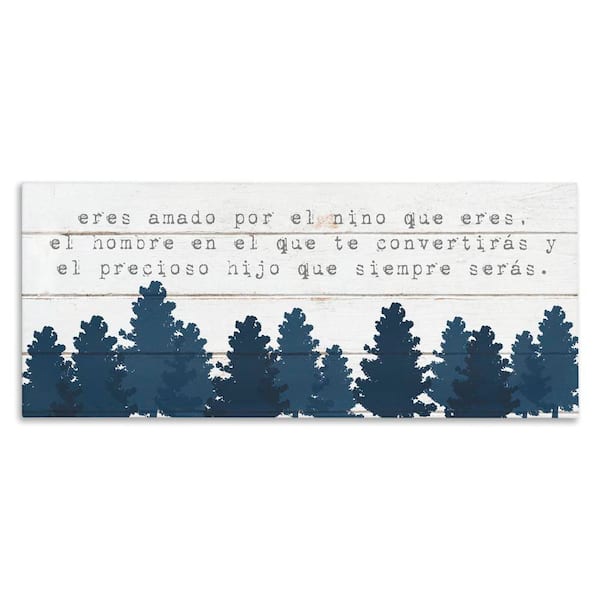 Stupell Industries Sweet Boy Blue Trees by Lil' Rue Gallery Wrapped Unframed Typography Graphic Art Print 20 in. x 48 in.