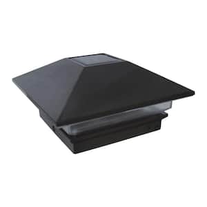 Veranda 4 in. x 4 in. Plastic Black Finish Solar Powered Square Post ...