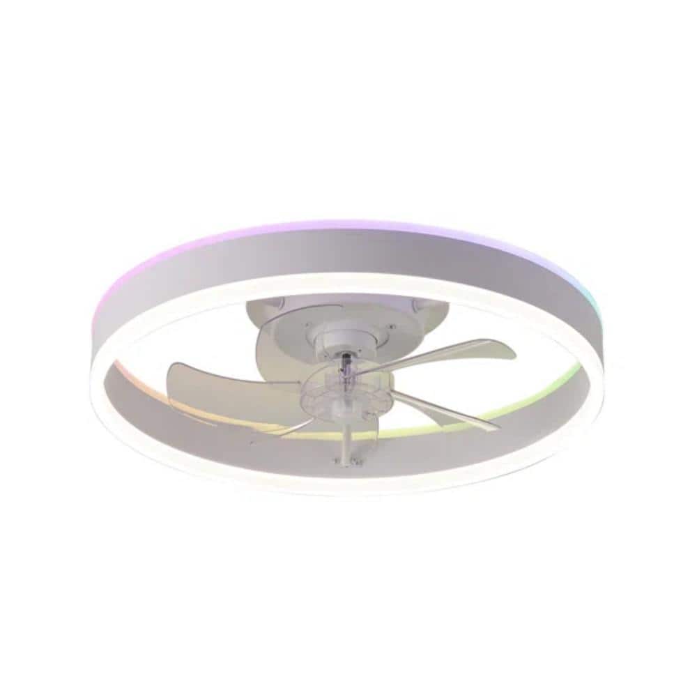 20 in. RGB Low Profile White LED Flush Mount Ceiling Fan with Light, Remote & APP Control, Dimmable, 6-Speed price history on PriceWatchPro