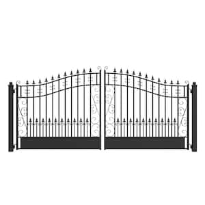 Venice Style 14 ft. x 6 ft. Black Steel Dual Driveway Fence Gate