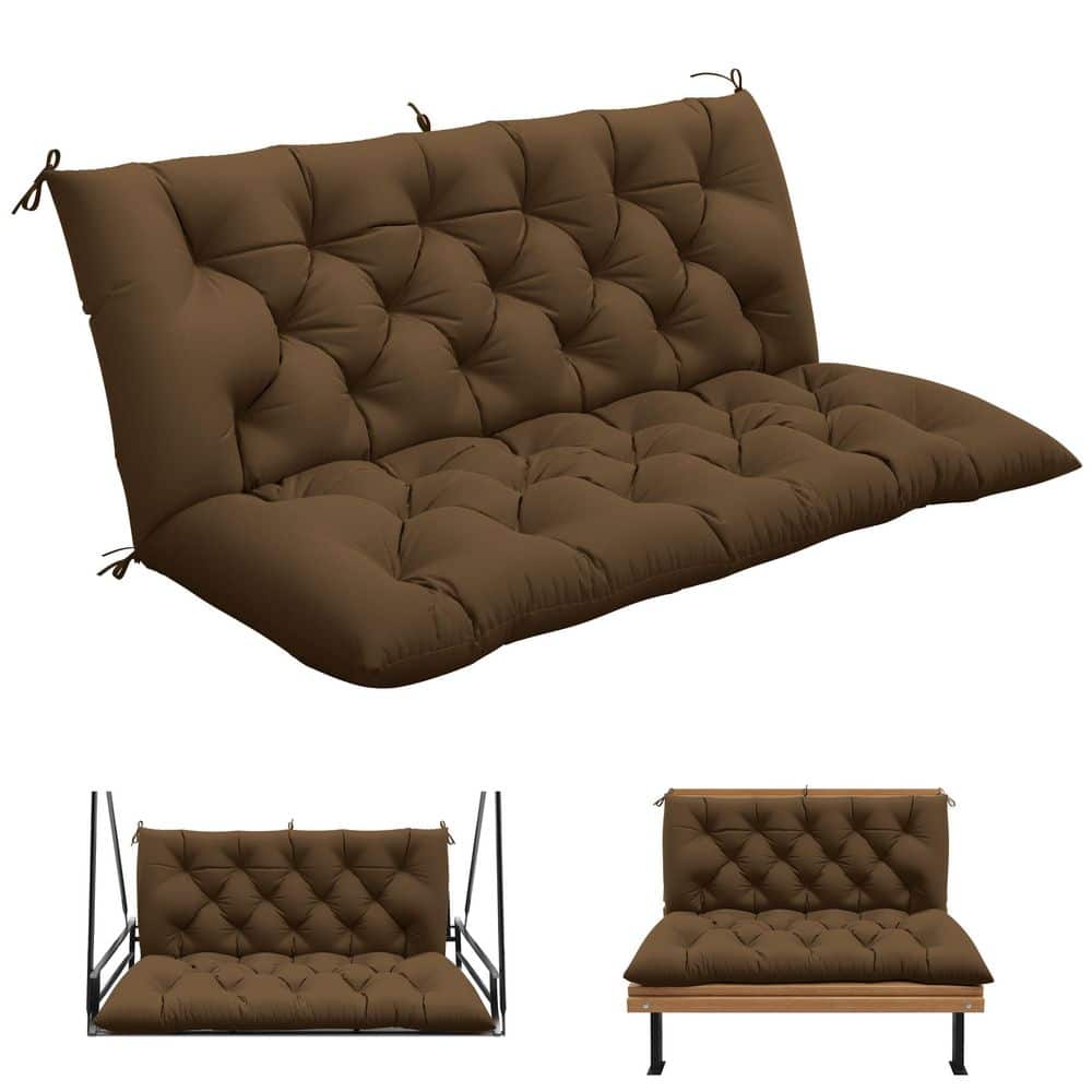 60 in. x 40 in. 2-3 Seater Patio Contoured Replacement Bench Cushion Outdoor Porch Swing Cushion Cushion Chocolate