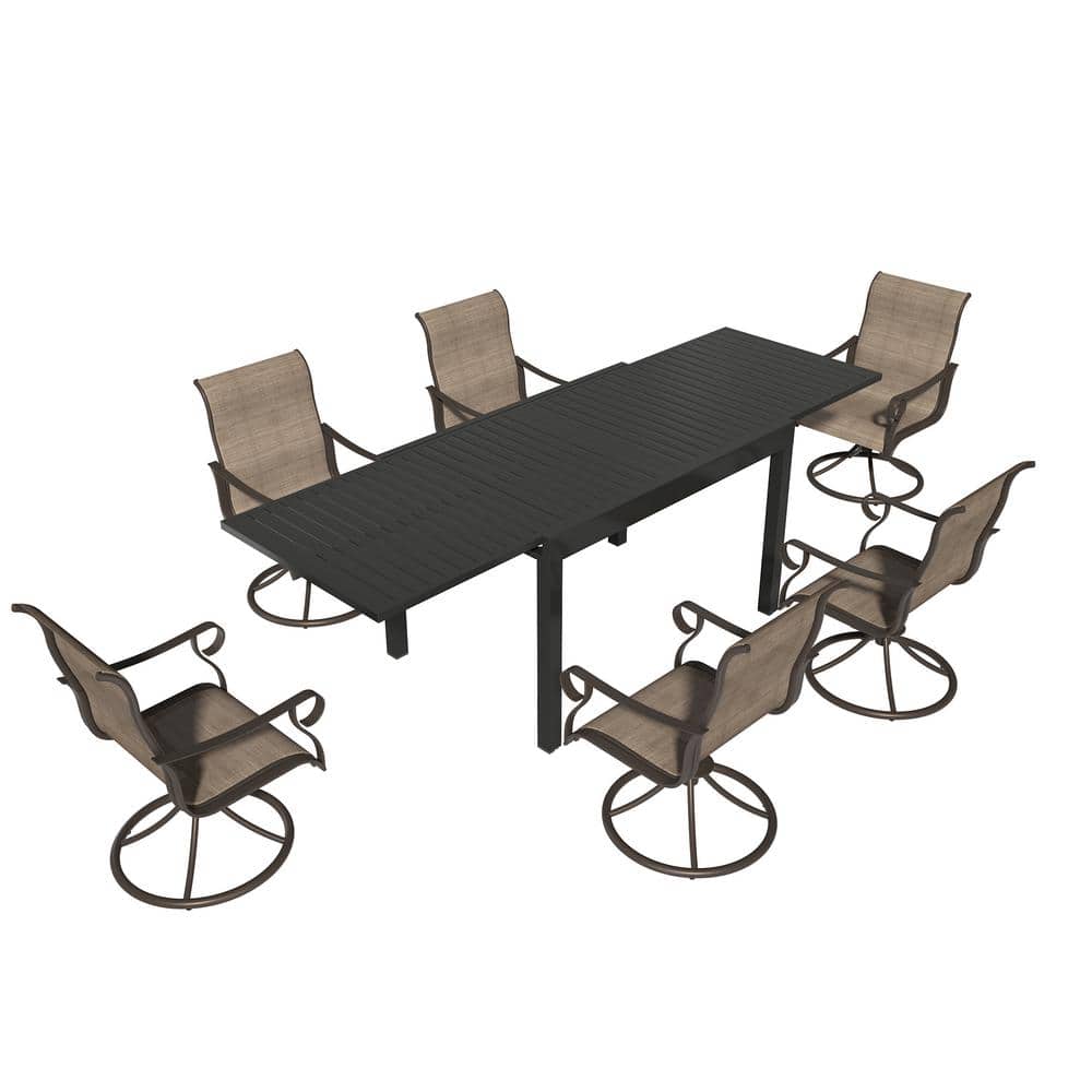 7-Piece Metal Outdoor Dining Set for 6–10 People with 6-Chairs Plus 1-Extendable Patio Table Set price history on PriceWatchPro