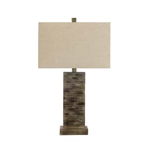 25 .5 in. Wash Brown Indoor Table Lamp with Decorator Shade