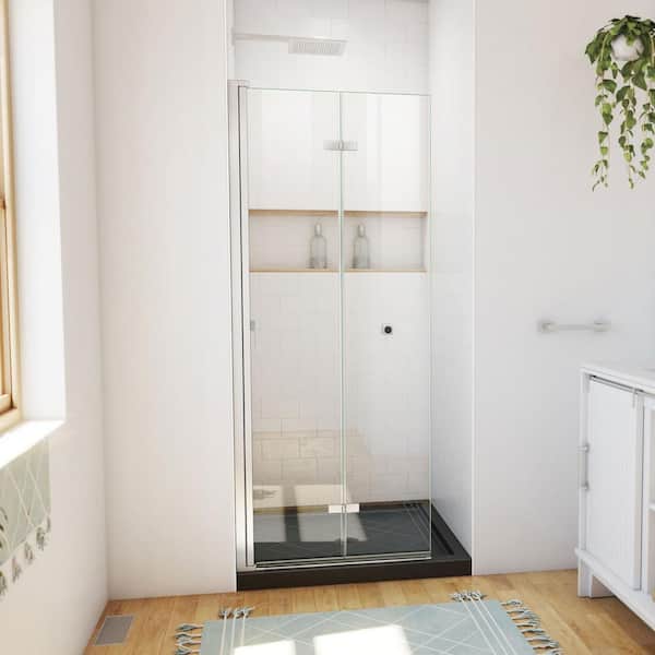 Aqua-Q Fold 36 in. L x 36 in. W x 74-3/4 in. H Alcove Shower Kit with Bi-Fold Frameless Shower Door and Shower Pan