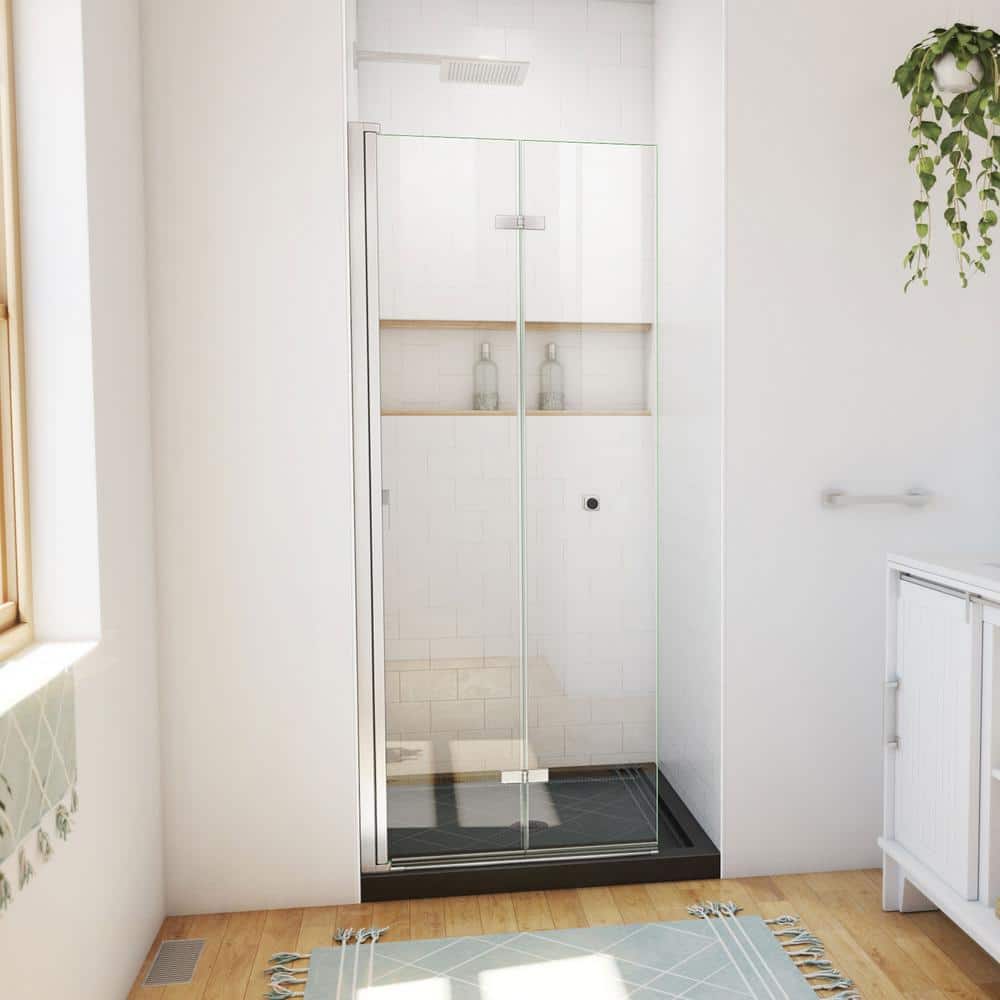Aqua-Q Fold 32" Frameless Shower Kit with Brushed Nickel Hardware