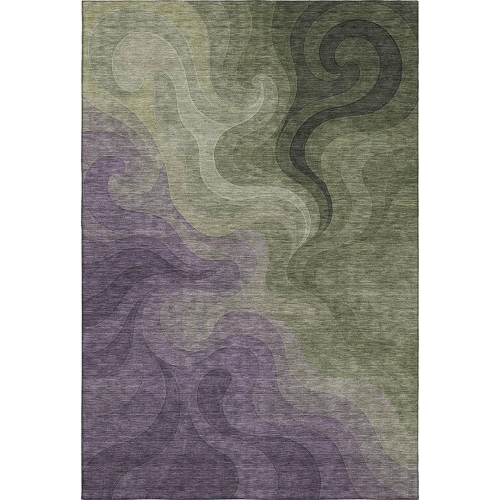 Mayfield Premium Machine Washable Abstract AMF2468 Plum 3 ft. x 5 ft. Area Rug price history on PriceWatchPro