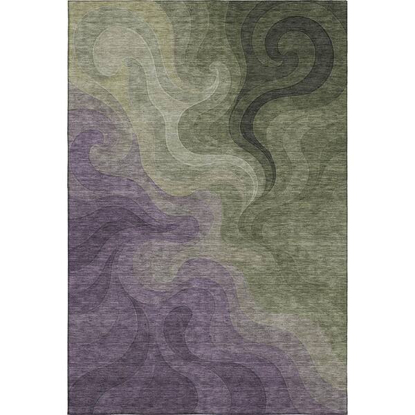 Mayfield Premium Machine Washable Abstract AMF2468 Plum 5 ft. x 7 ft. 6 in. Area Rug