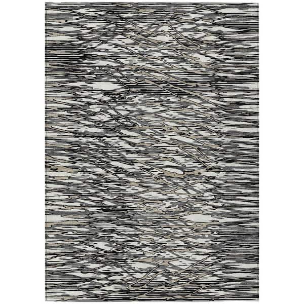 Chantille Machine Washable Indoor/Outdoor Abstract ACN2771 Black 5 ft. x 7 ft. 6 in. Area Rug