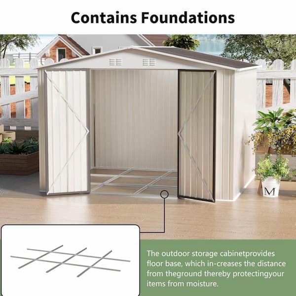 10 ft. W x 8 ft. D Metal Apex Roof Outdoor Storage Shed with